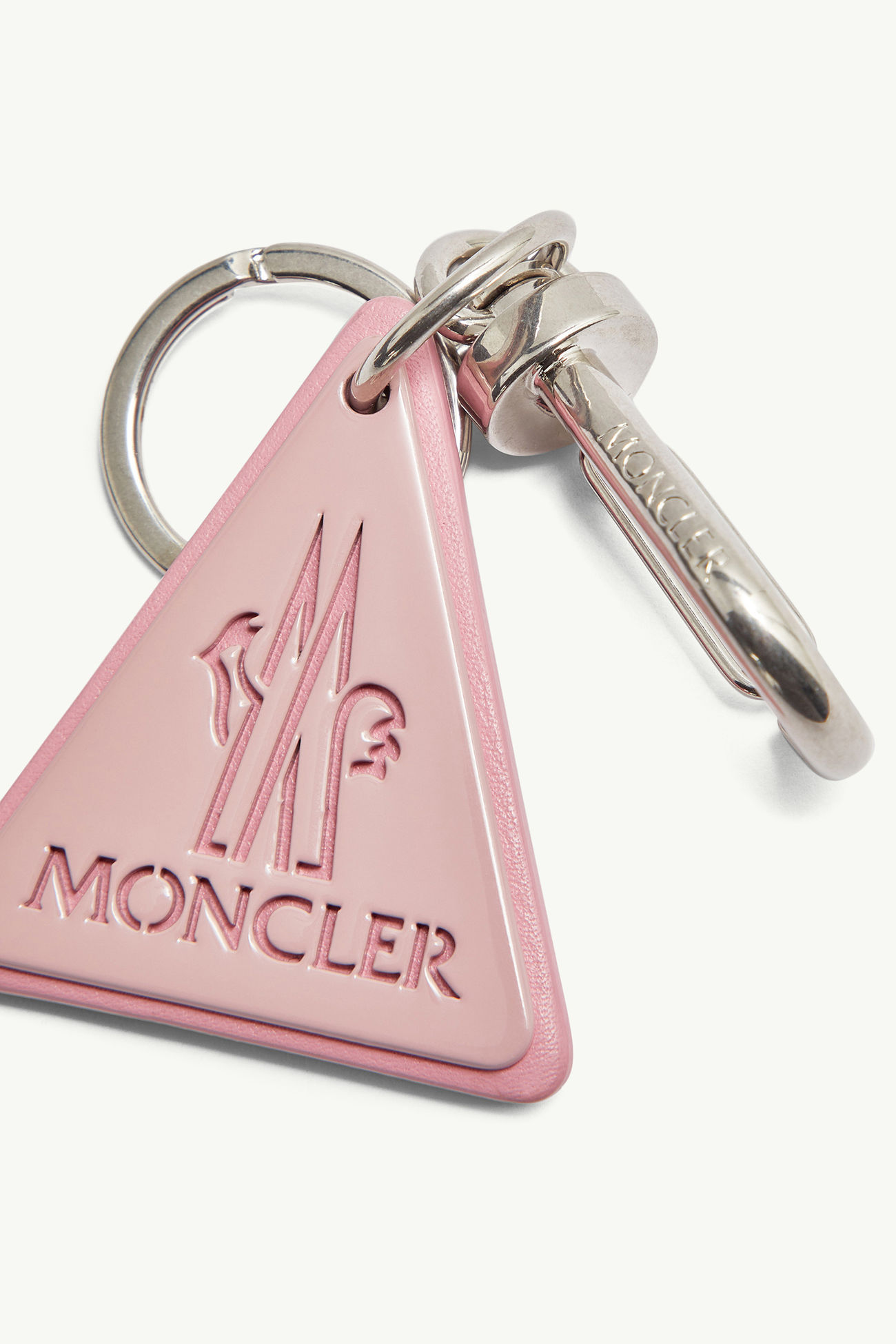 Leather Logo Key Ring Women Pink Moncler 2