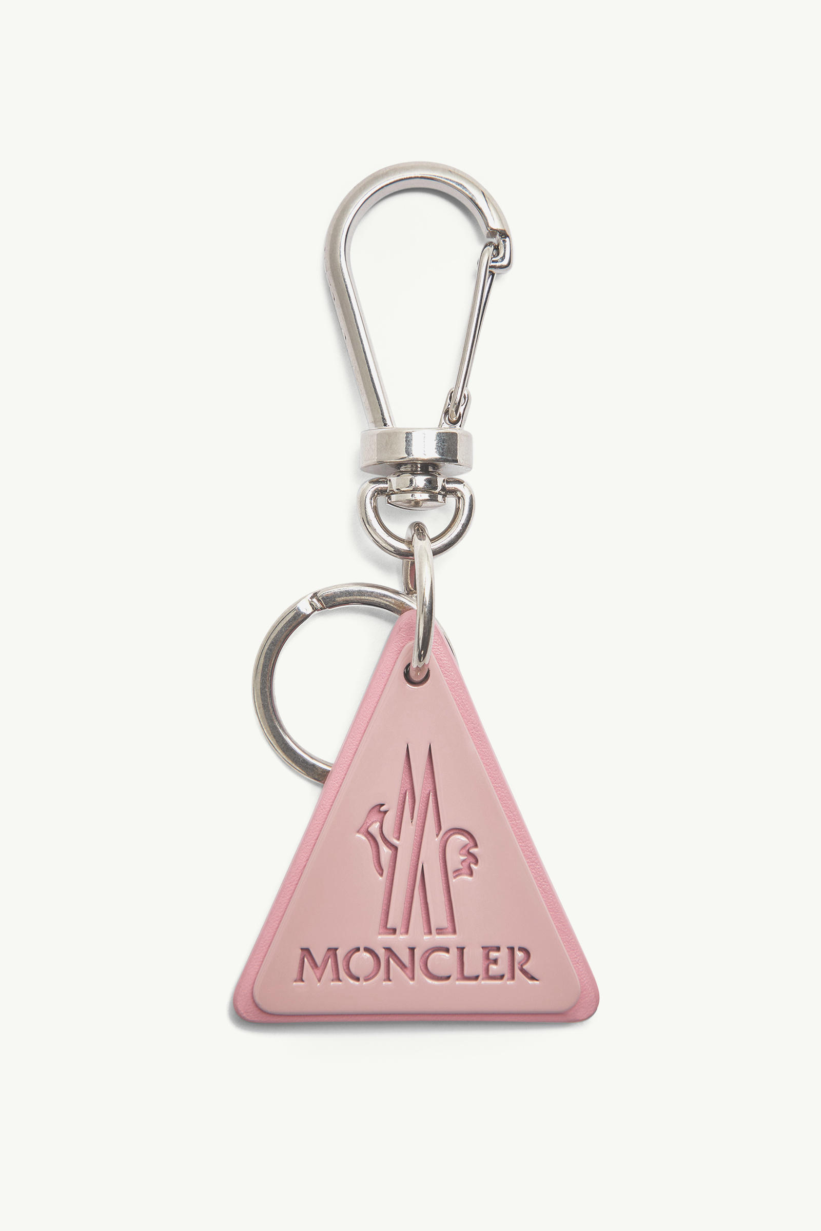 Porte-clés en cuir à logo Femmes Rose Moncler 0