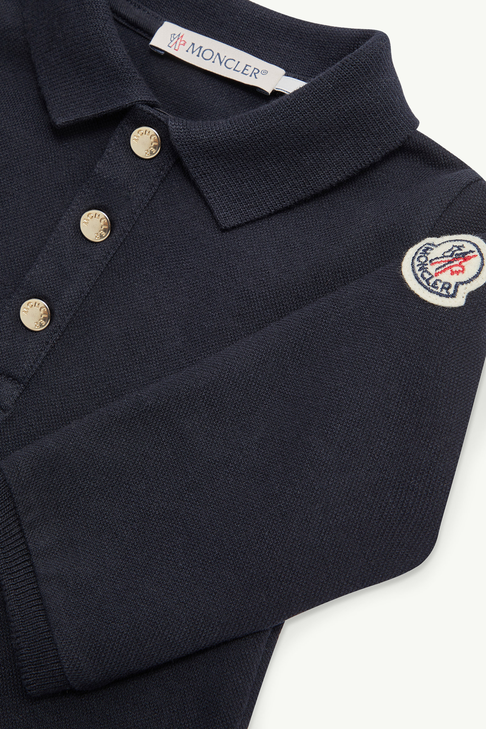 Vestido polo de piqué de algodón Niña Azul Noche Moncler 2