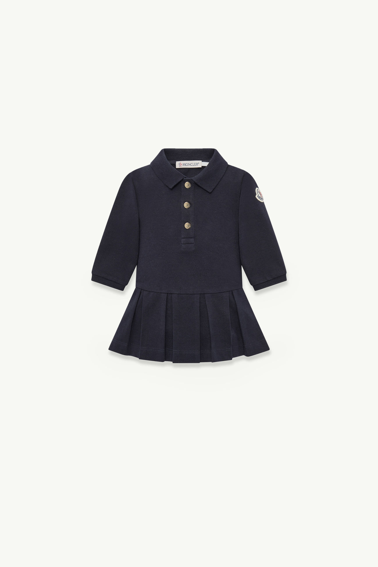 Vestido polo de piqué de algodón Niña Azul Noche Moncler 0