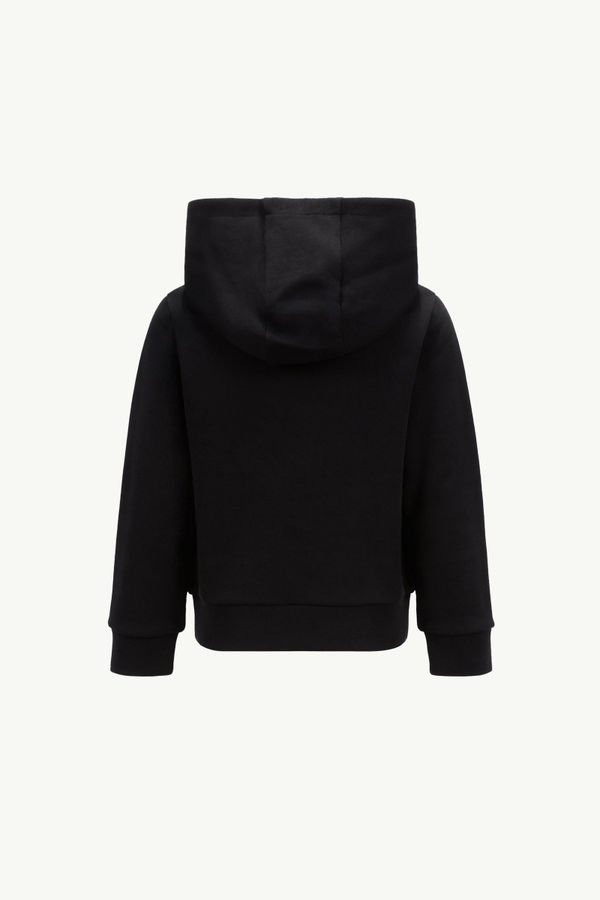 Embroidered Logo Cotton Hoodie Girl Black Moncler 1