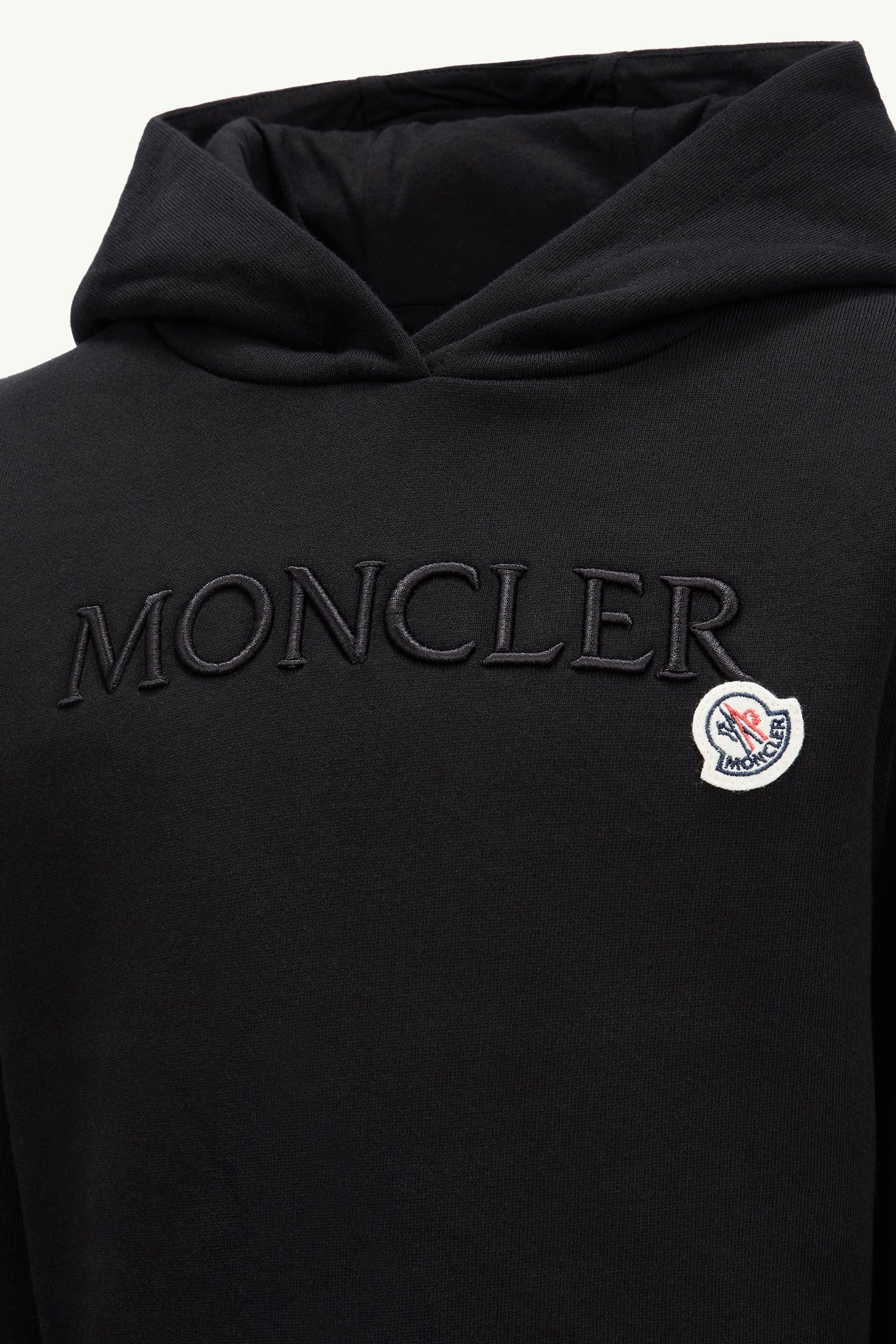 Black Embroidered Logo Cotton Hoodie - Sweatshirts