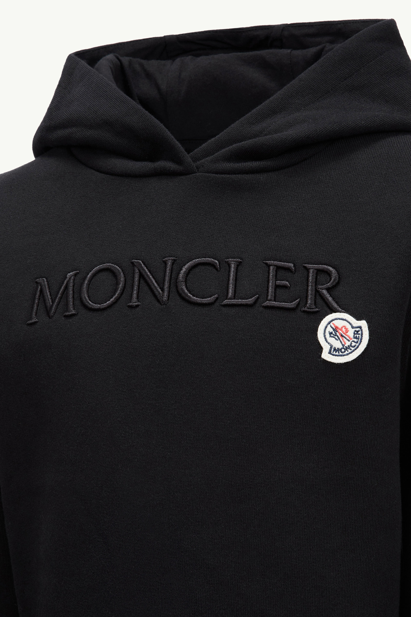 Embroidered Logo Cotton Hoodie Girl Black Moncler 2