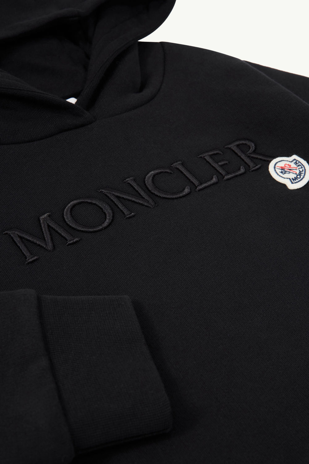 Embroidered Logo Cotton Hoodie Girl Black Moncler 4