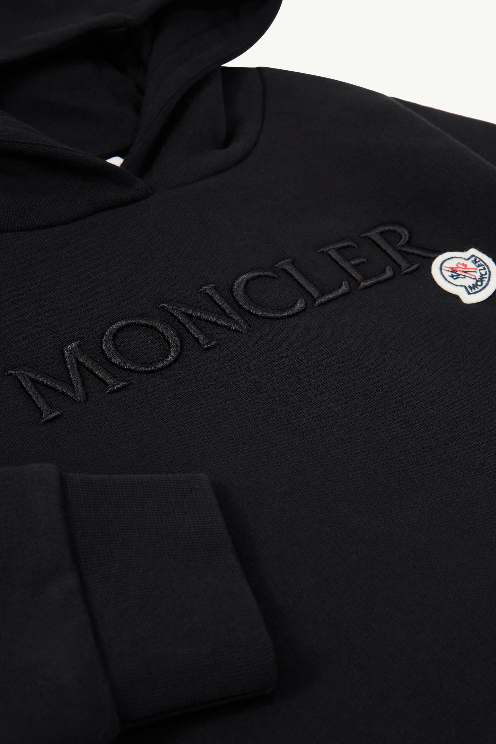 Embroidered Logo Cotton Hoodie Girl Black Moncler 4