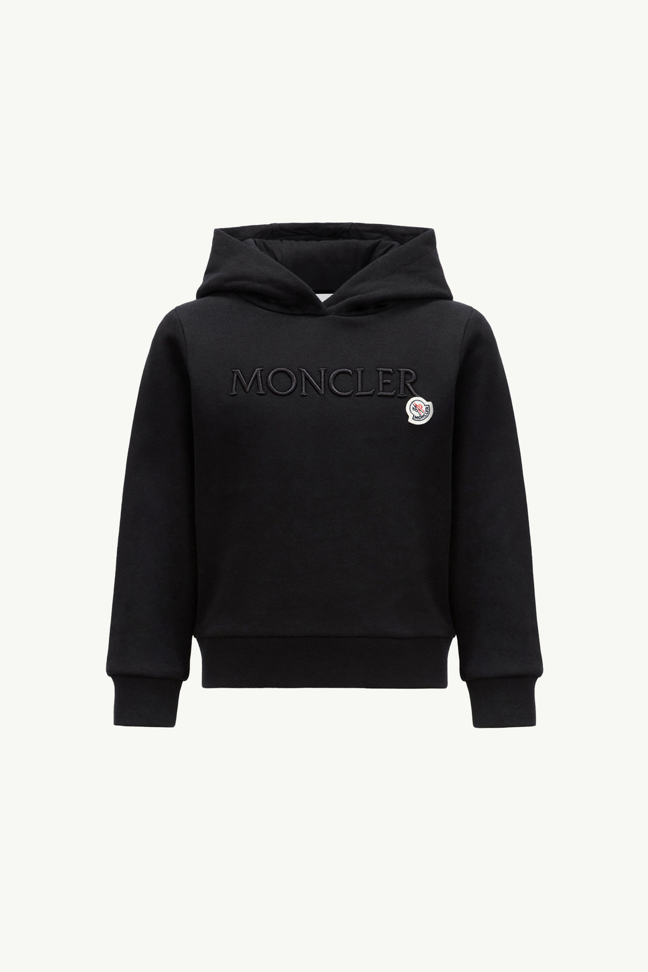 Felpa con cappuccio e logo ricamato in cotone Bambina Nero Moncler 0