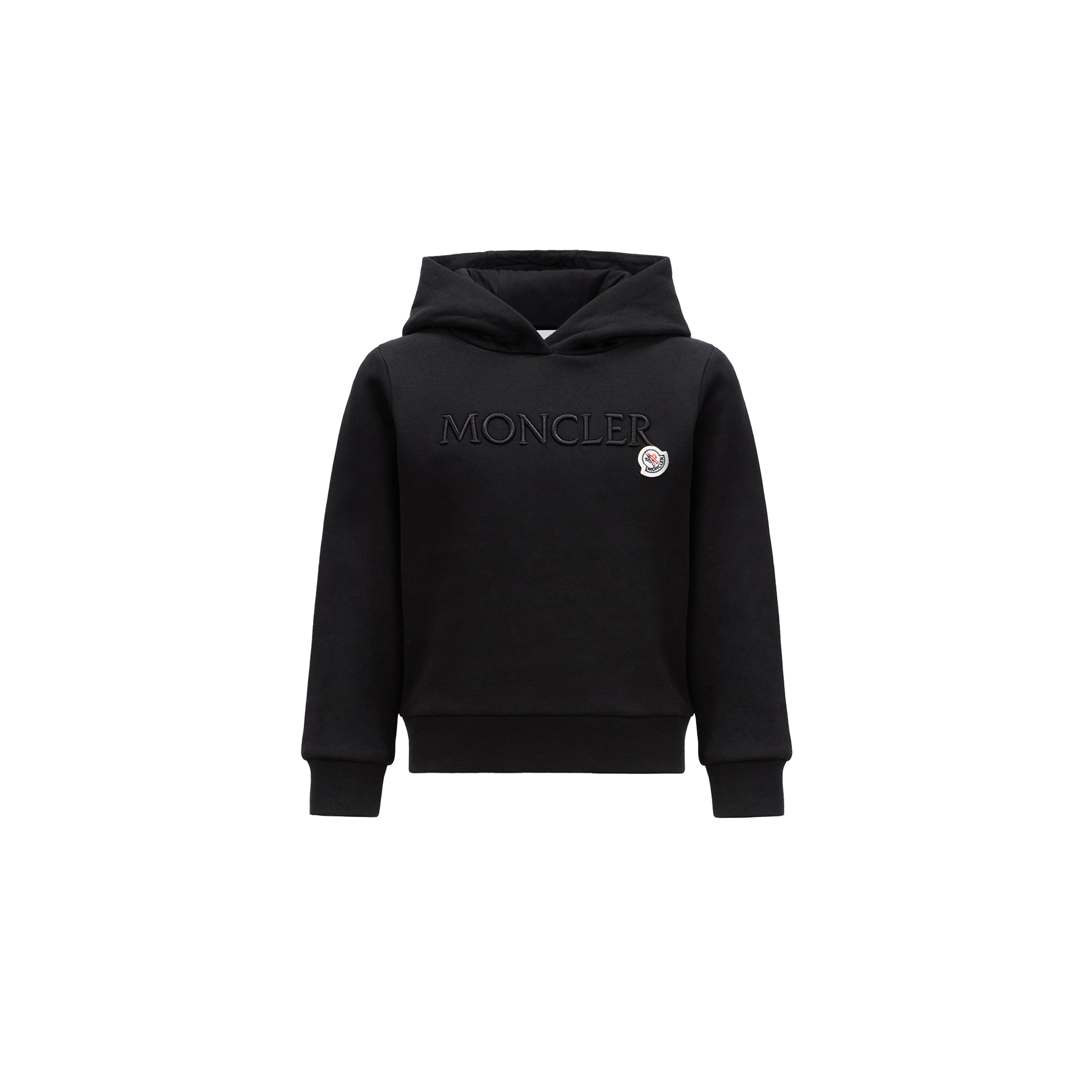 Moncler  Embroidered Logo Cotton Hoodie for Girls in Black, Size: 10Y