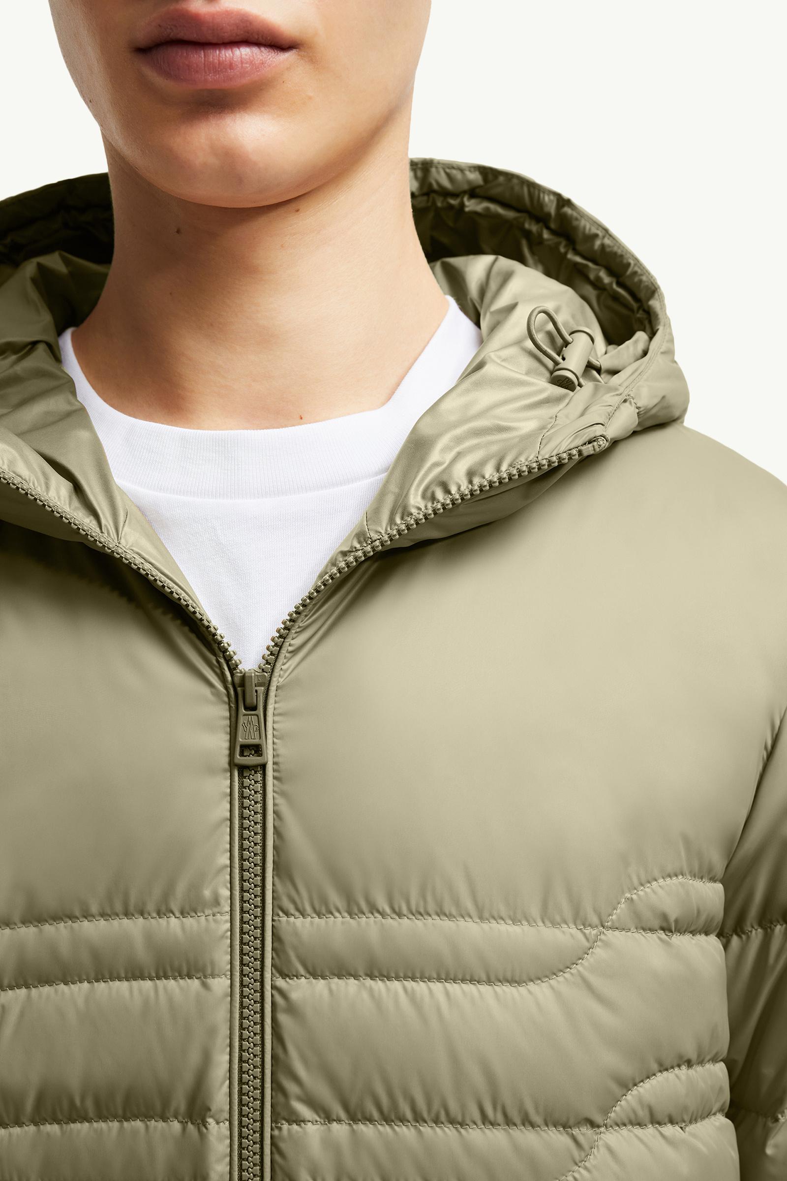 Olive Green Aleso Hooded Geometric-Quilted Short Down Jacket