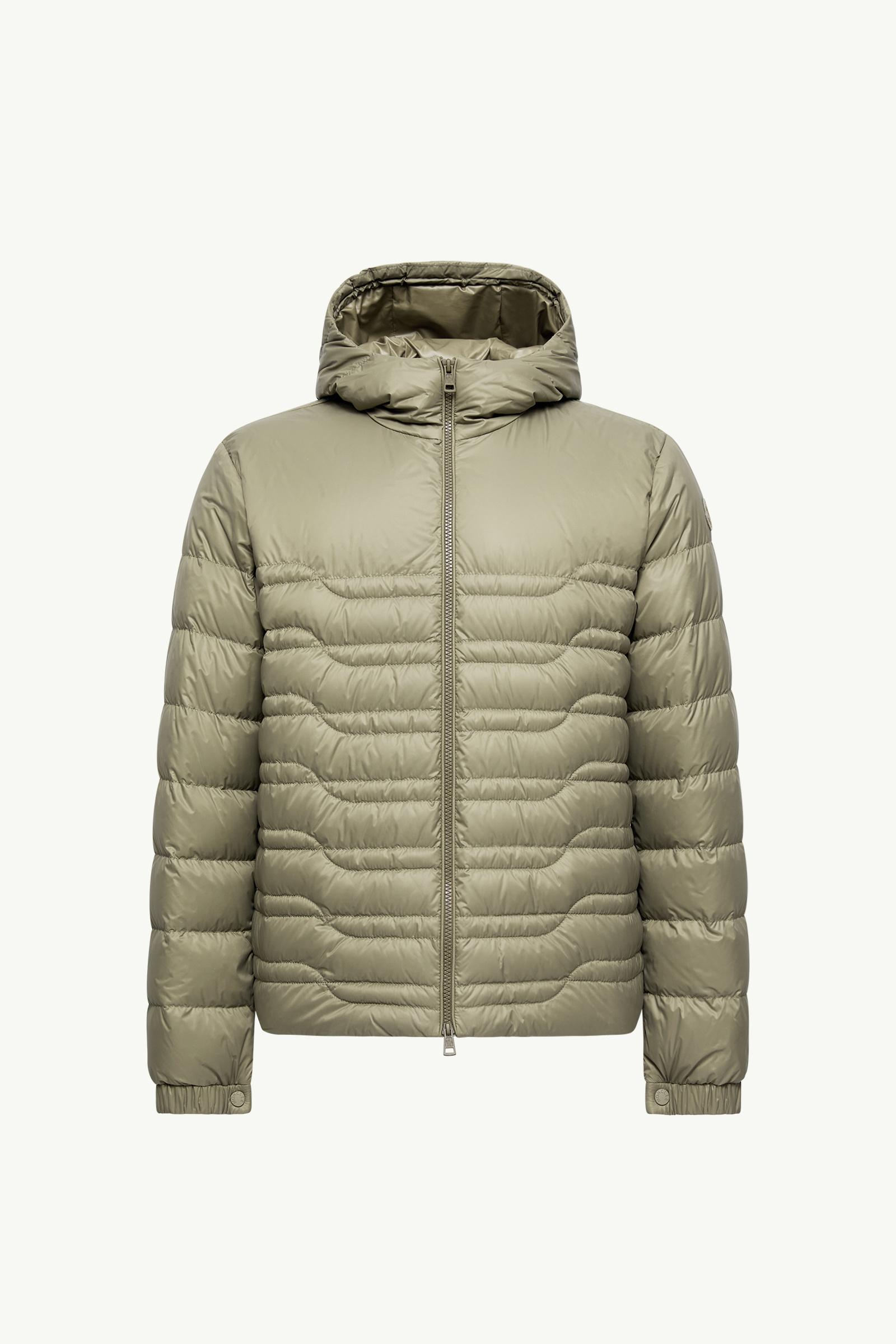 Olive Green Aleso Hooded Geometric-Quilted Short Down Jacket