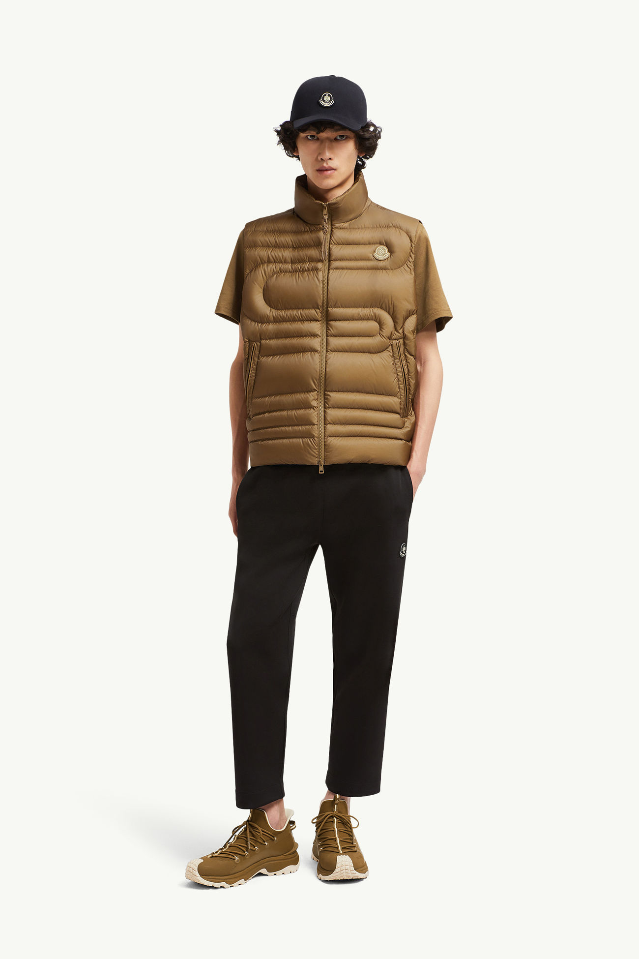 Emeishan蛇紋絎縫羽絨背心 男士 淺啡色 Moncler 0