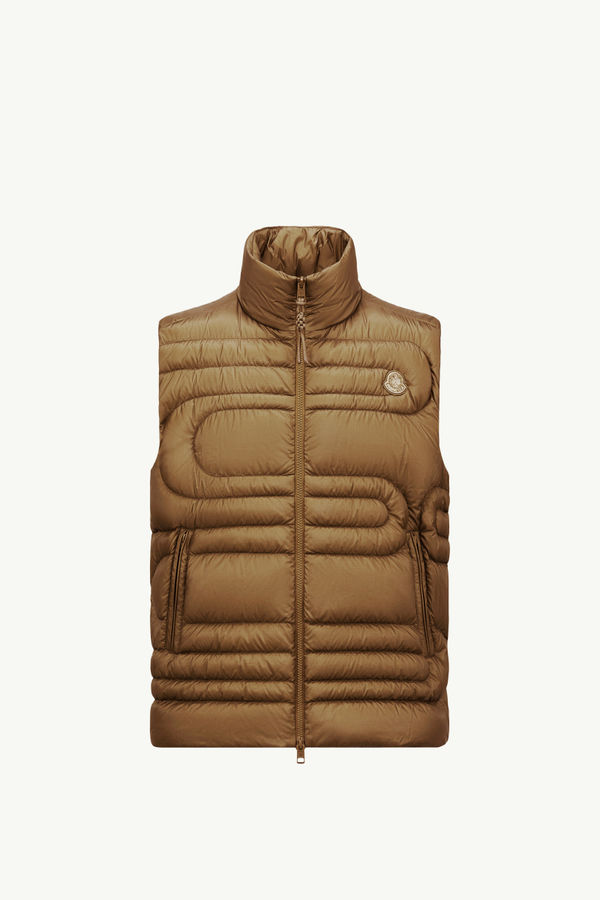Chaleco plumífero con acolchado en forma de serpiente Emeishan Hombre Marrón claro Moncler 2