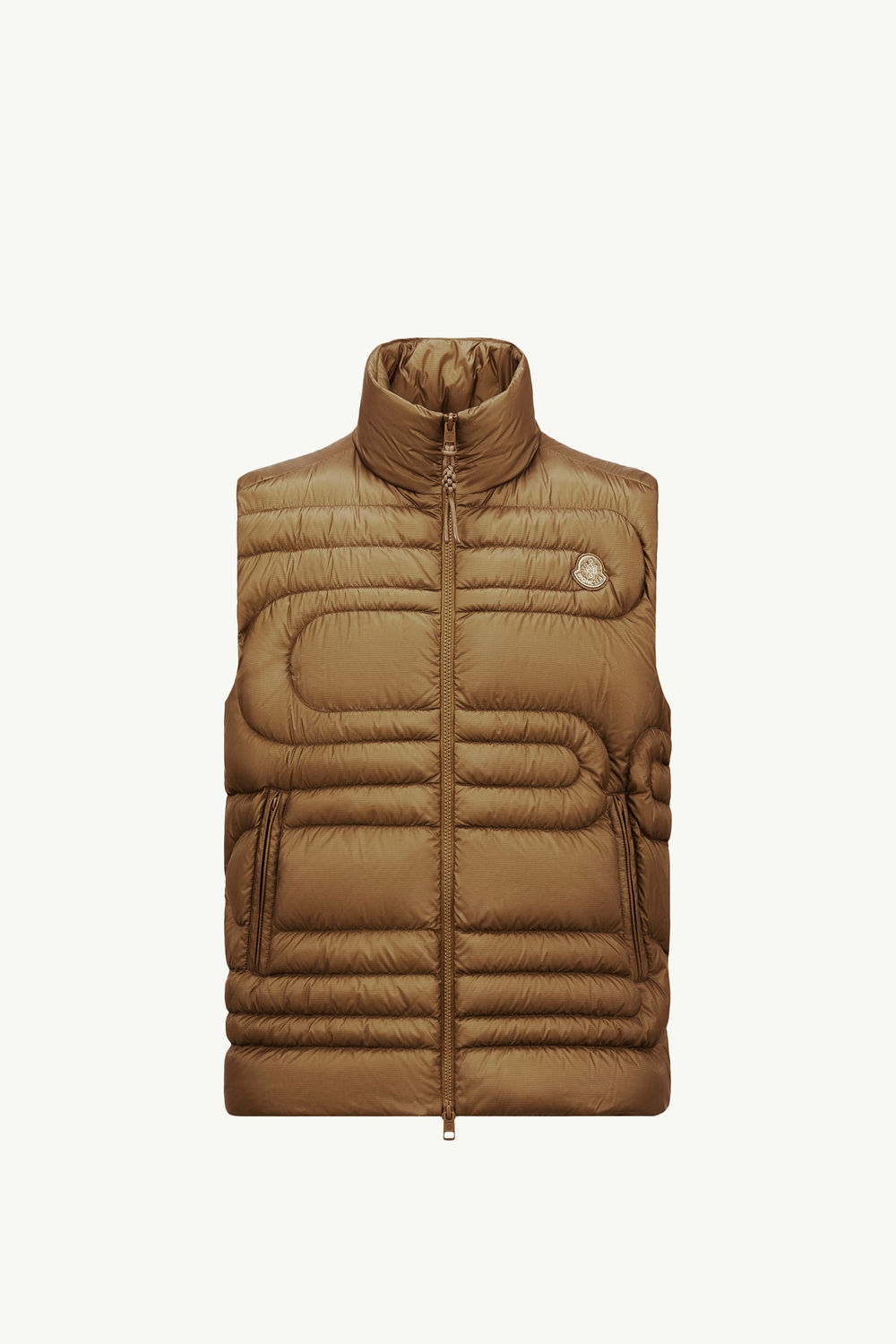 Emeishan Snake-Quilted Down Gilet Men Light Brown Moncler 2