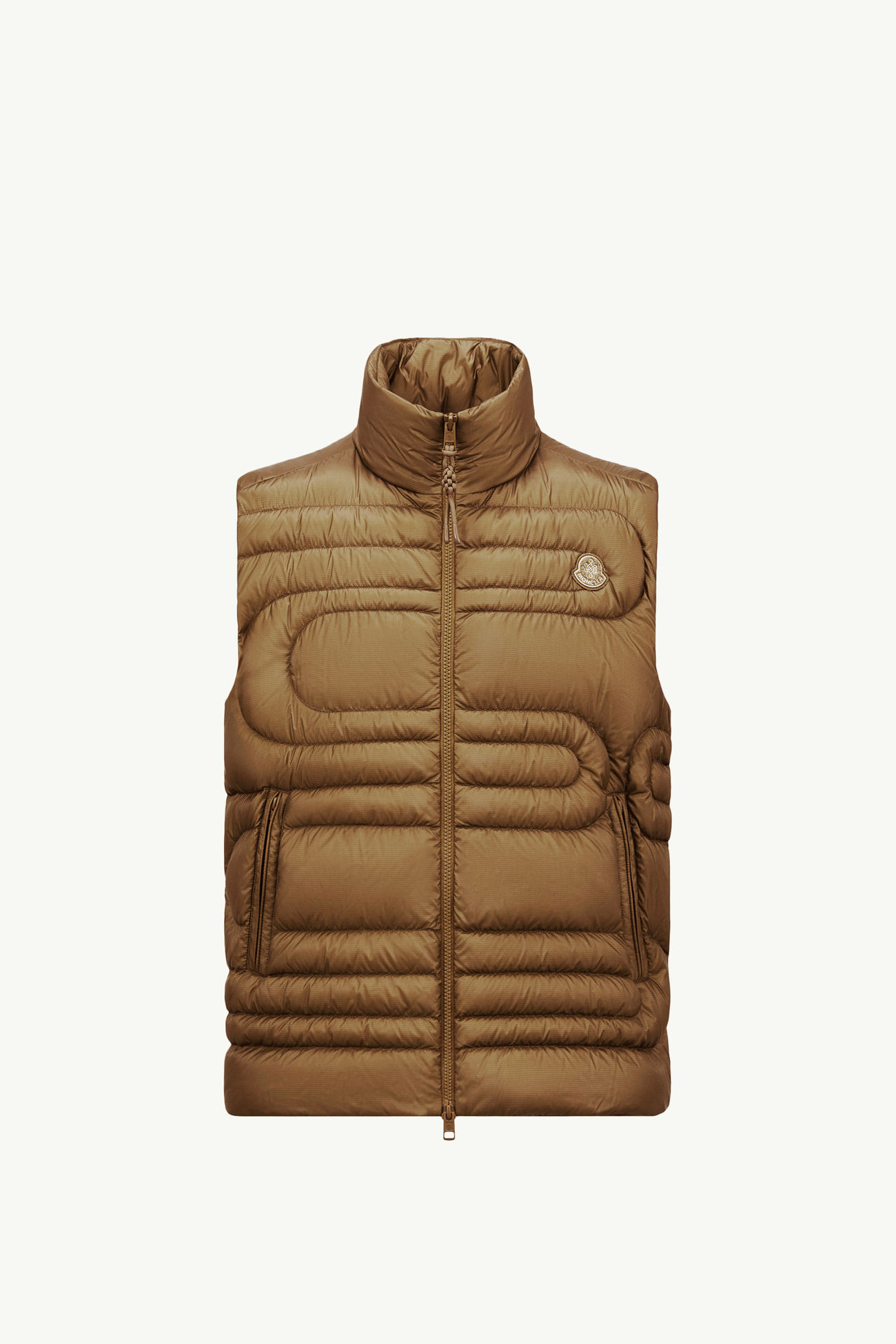 Emeishan蛇紋絎縫羽絨背心 男士 淺啡色 Moncler 2