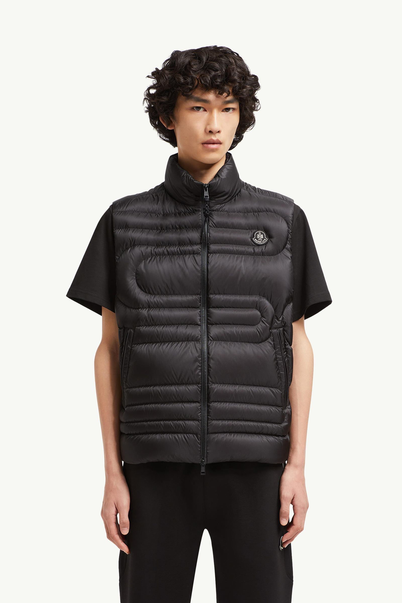 Doudoune sans manches matelassée effet serpent Emeishan Hommes Noir Moncler 3