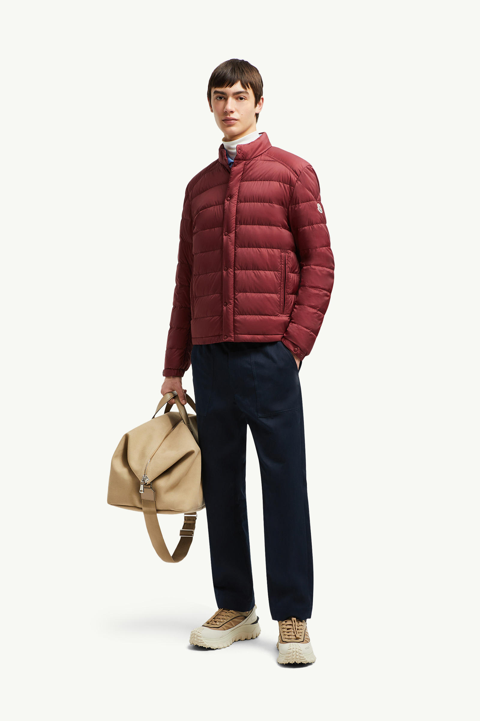Selves Short Down Jacket Men Brick Red Moncler 0