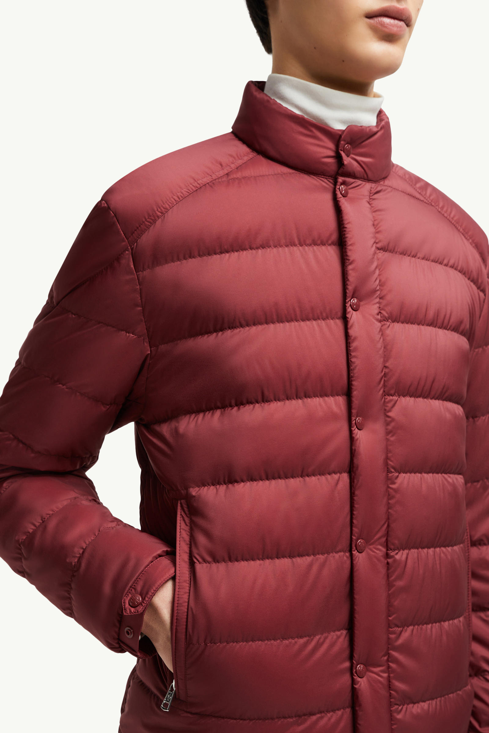 Selves Short Down Jacket Men Brick Red Moncler 5