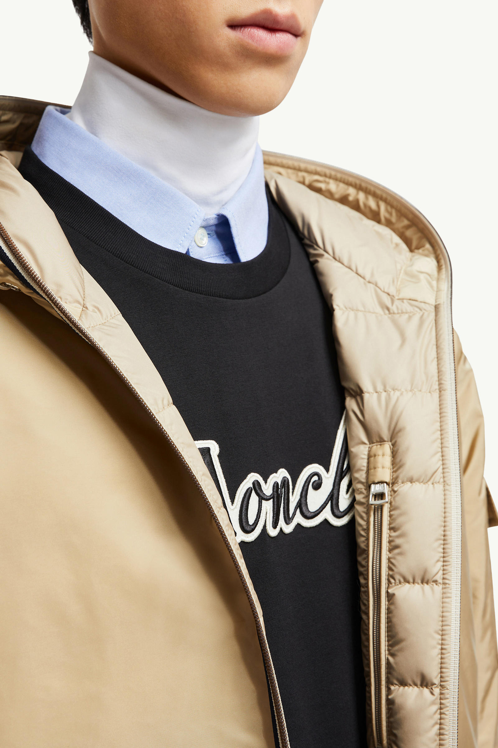 Plumífero corto con capucha Evettes Hombre Beige Arena Moncler 7