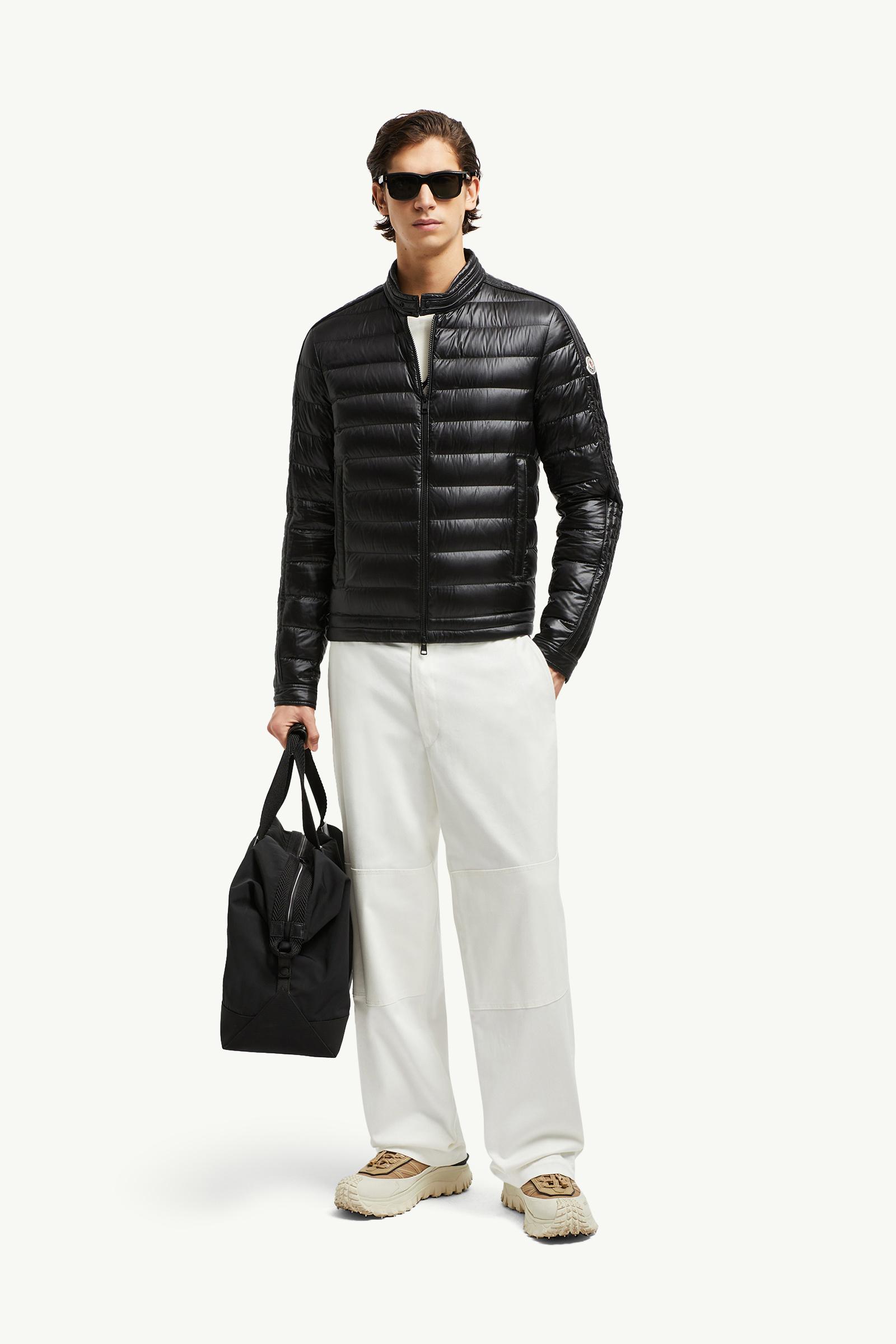 Black Jacobus Down Biker Jacket - Short Down Jackets for Men
