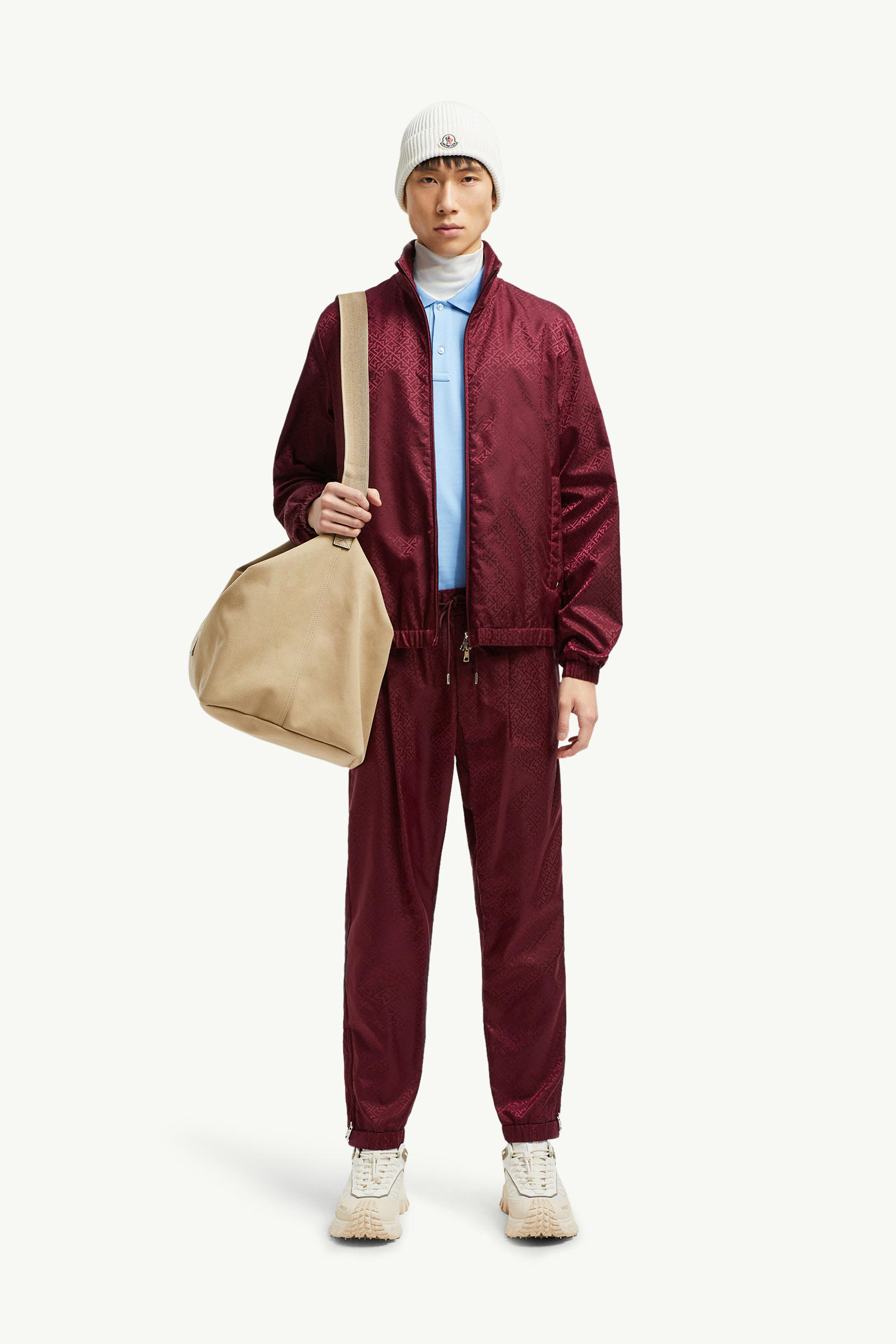Vanoise Monogram Jacquard Windbreaker Men Burgundy Moncler 0