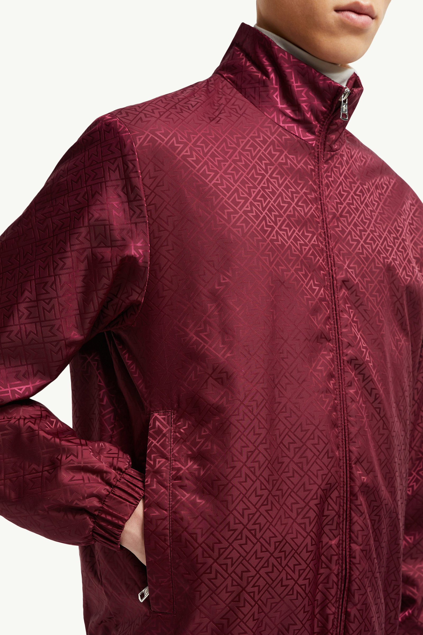 Vanoise Monogram Jacquard Windbreaker Men Burgundy Moncler 5