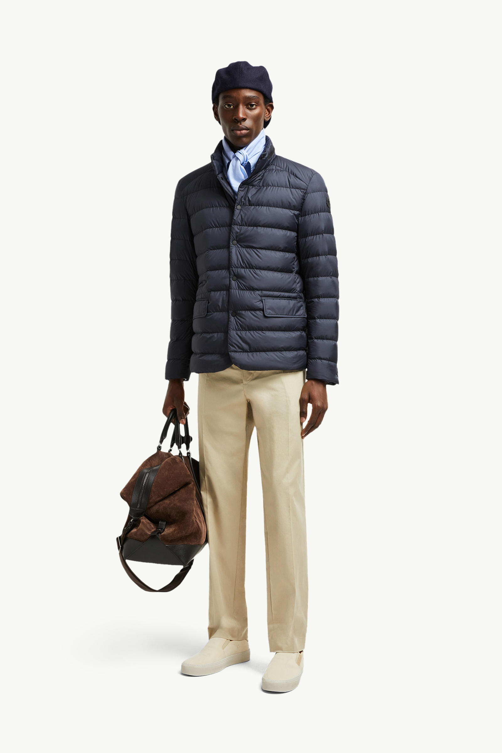 Carrelet男士皮革饰边羽绒外套 男士 海军蓝色 Moncler 0