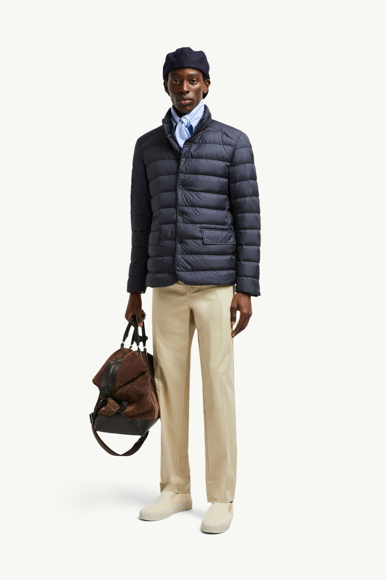 Carrelet皮革飾邊羽絨西裝外套 男士 海軍藍色 Moncler 0