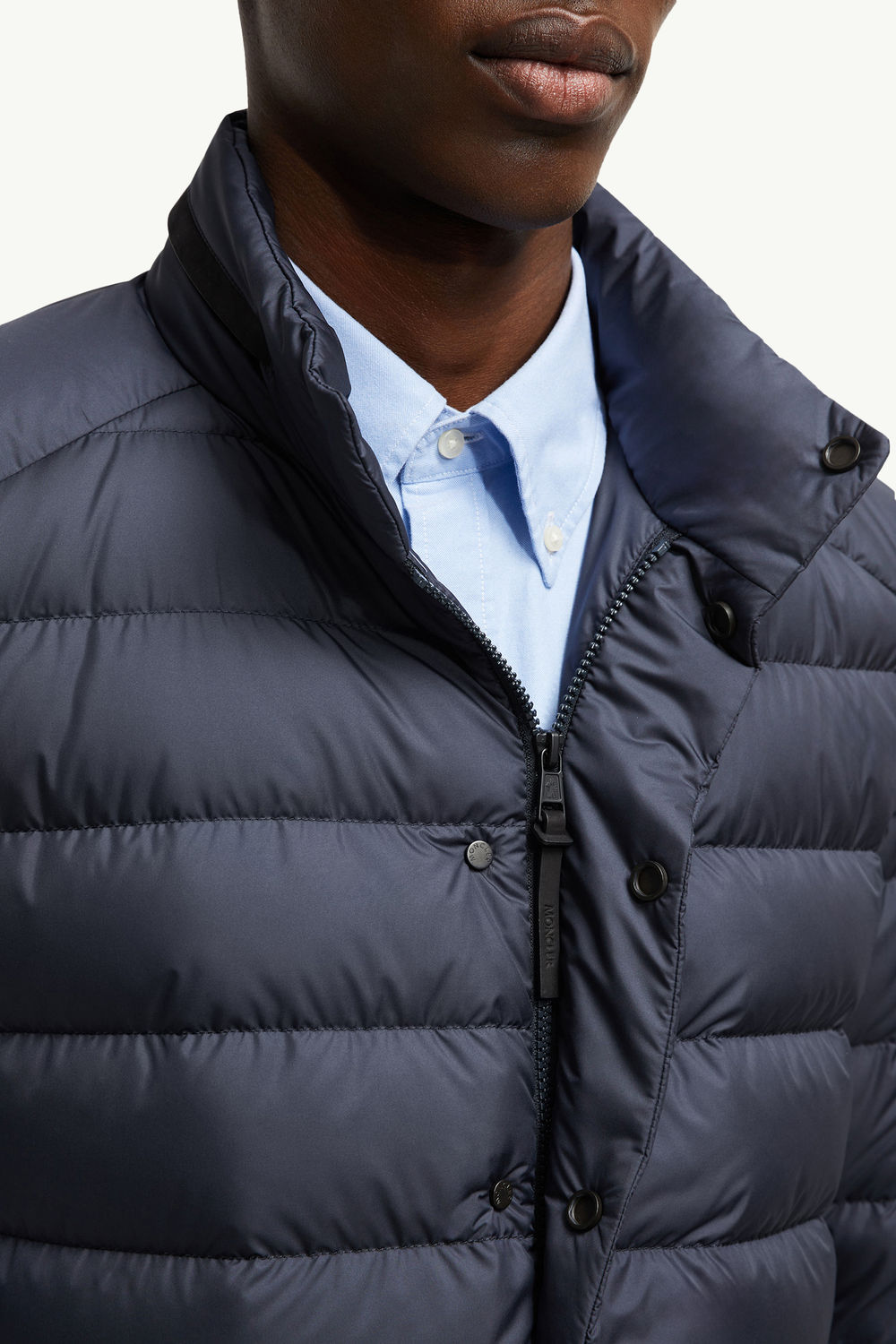 Carrelet Leather-Trimmed Down Blazer Men Navy Blue Moncler 6