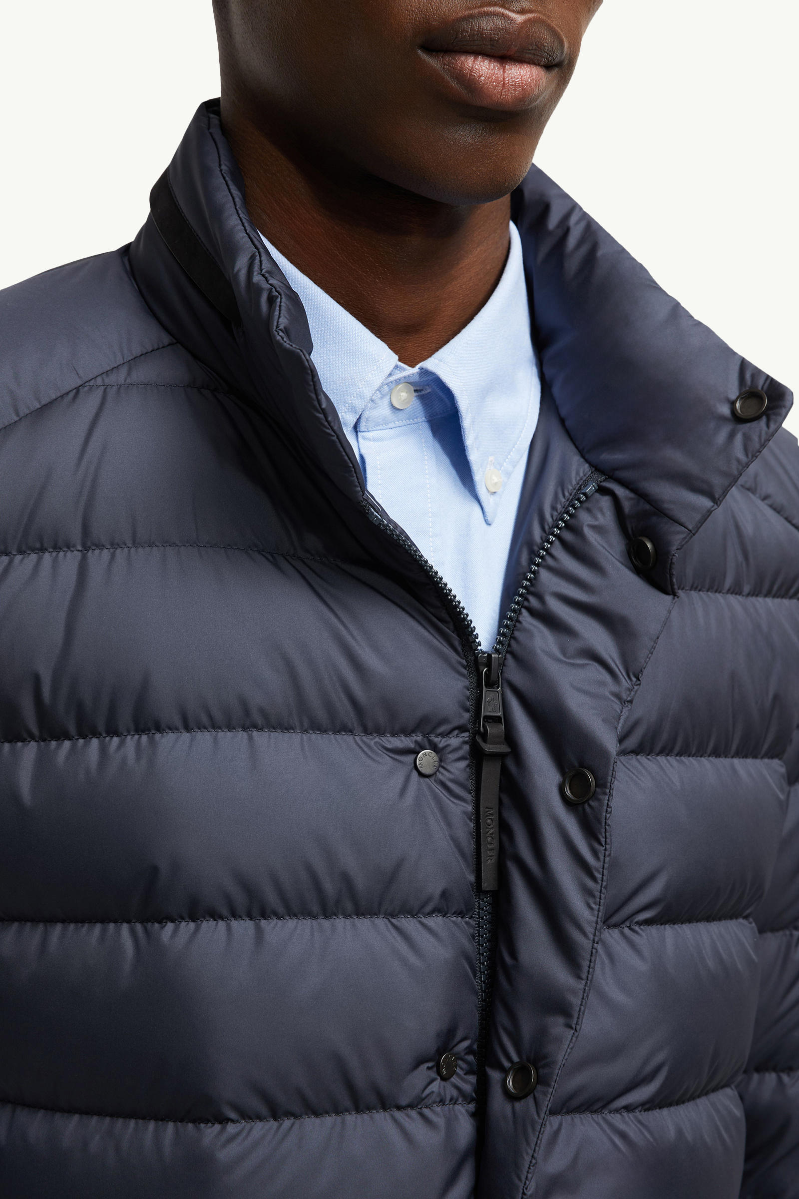 Carrelet男士皮革饰边羽绒外套 男士 海军蓝色 Moncler 6