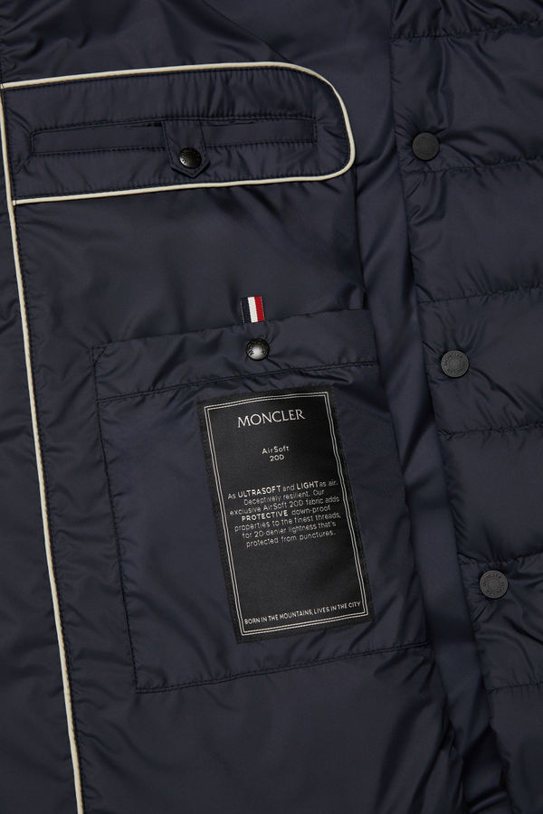 Blazer en duvet Carrelet à bordure en cuir Hommes Bleu marine Moncler 7