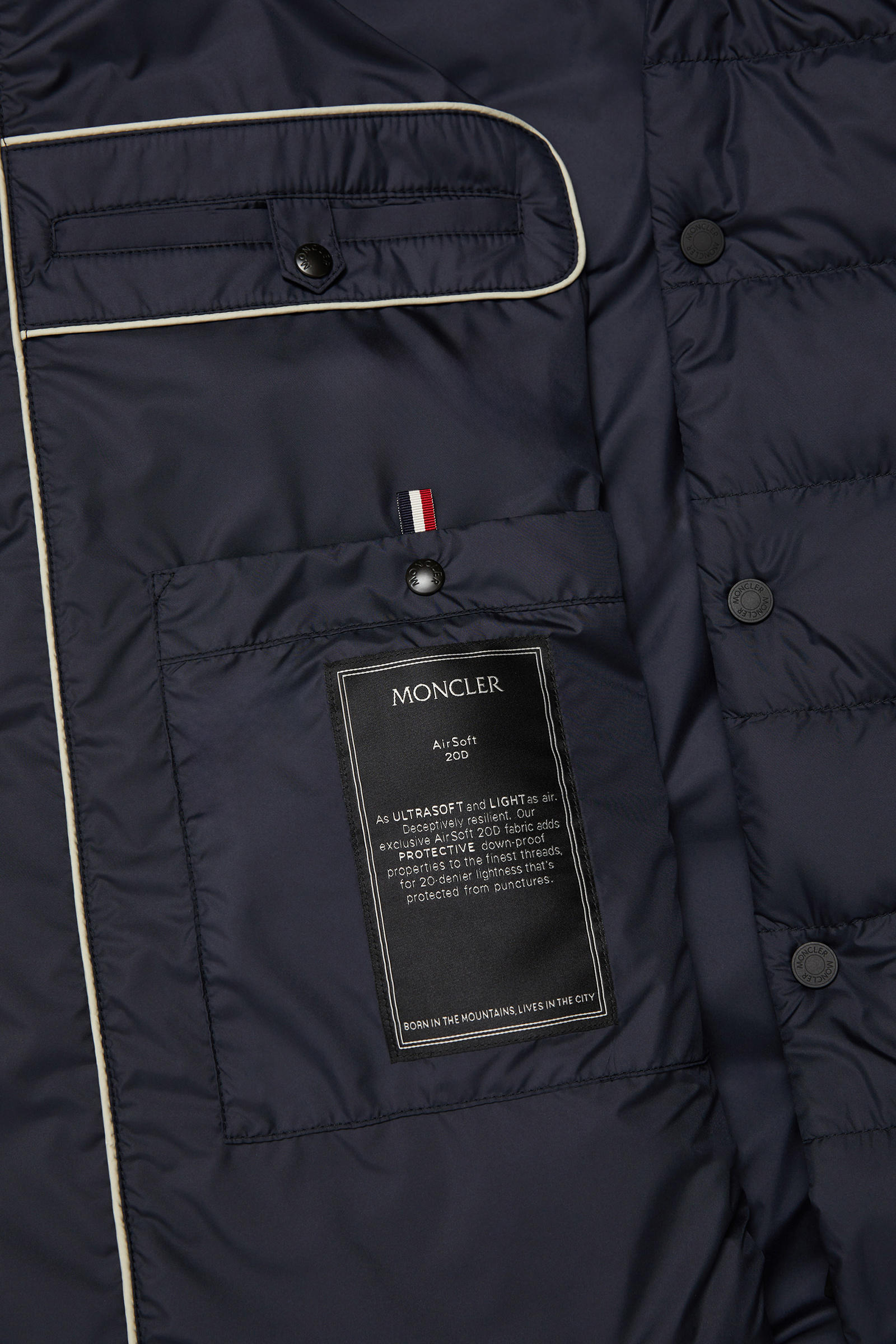 Carrelet男士皮革饰边羽绒外套 男士 海军蓝色 Moncler 7