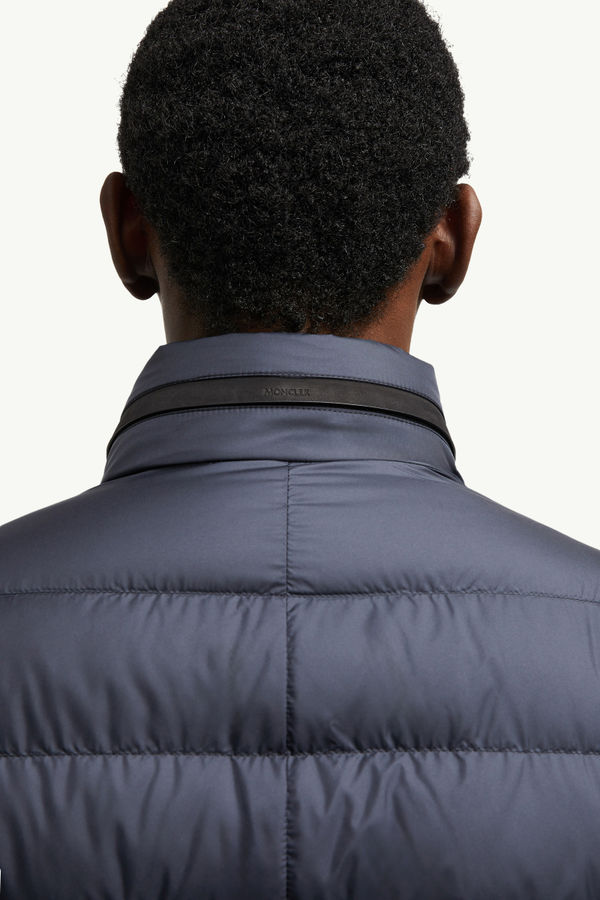 Blazer en duvet Carrelet à bordure en cuir Hommes Bleu marine Moncler 8