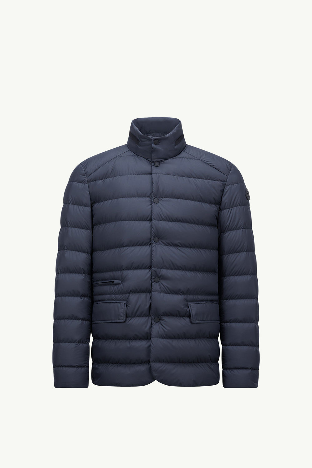 Carrelet Leather-Trimmed Down Blazer Men Navy Blue Moncler 2