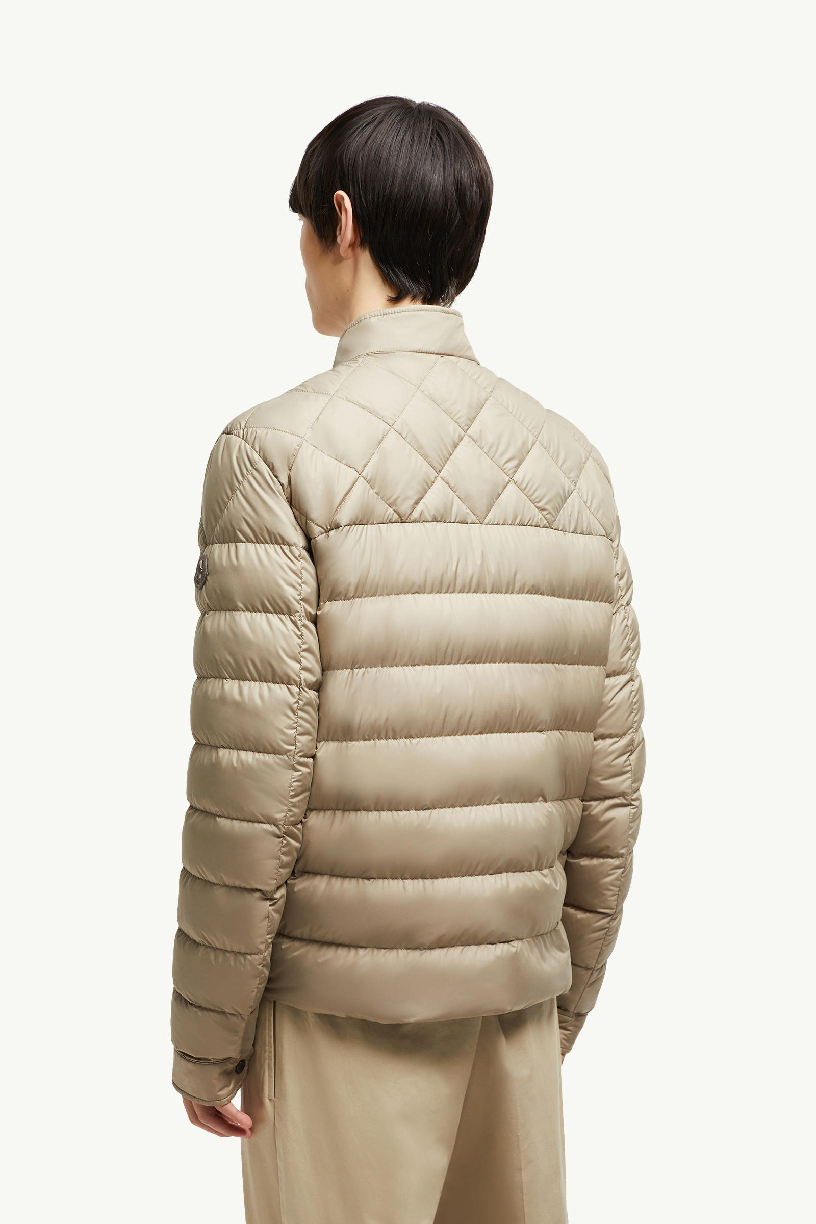 Tuile Daunen-Bikerjacke mit Lederbesatz Herren Beige Moncler 4