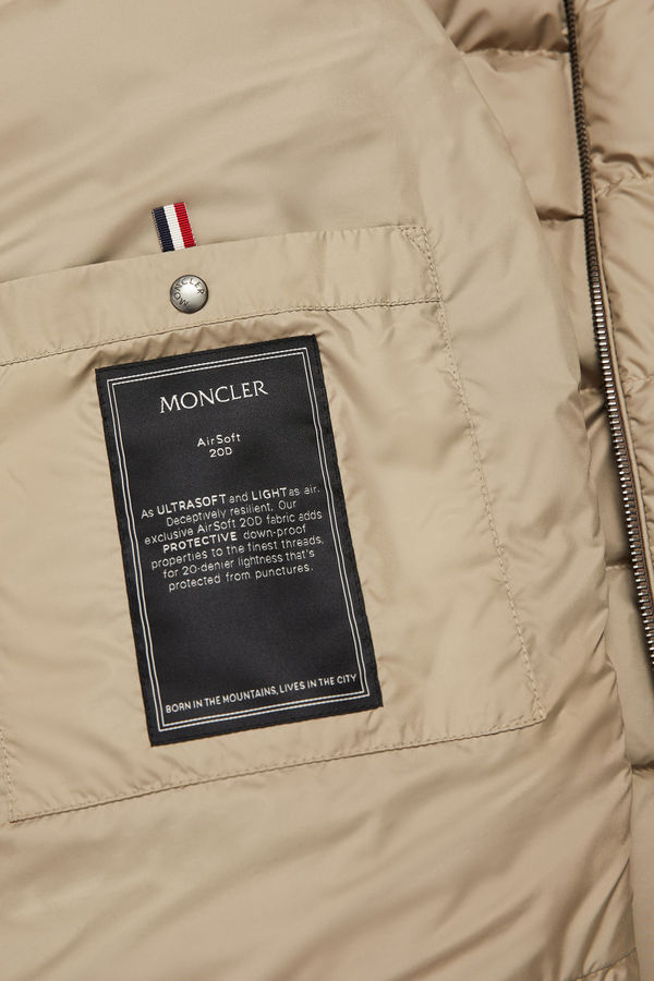 Tuile Leather-Trimmed Down Biker Jacket Men Beige Moncler 7