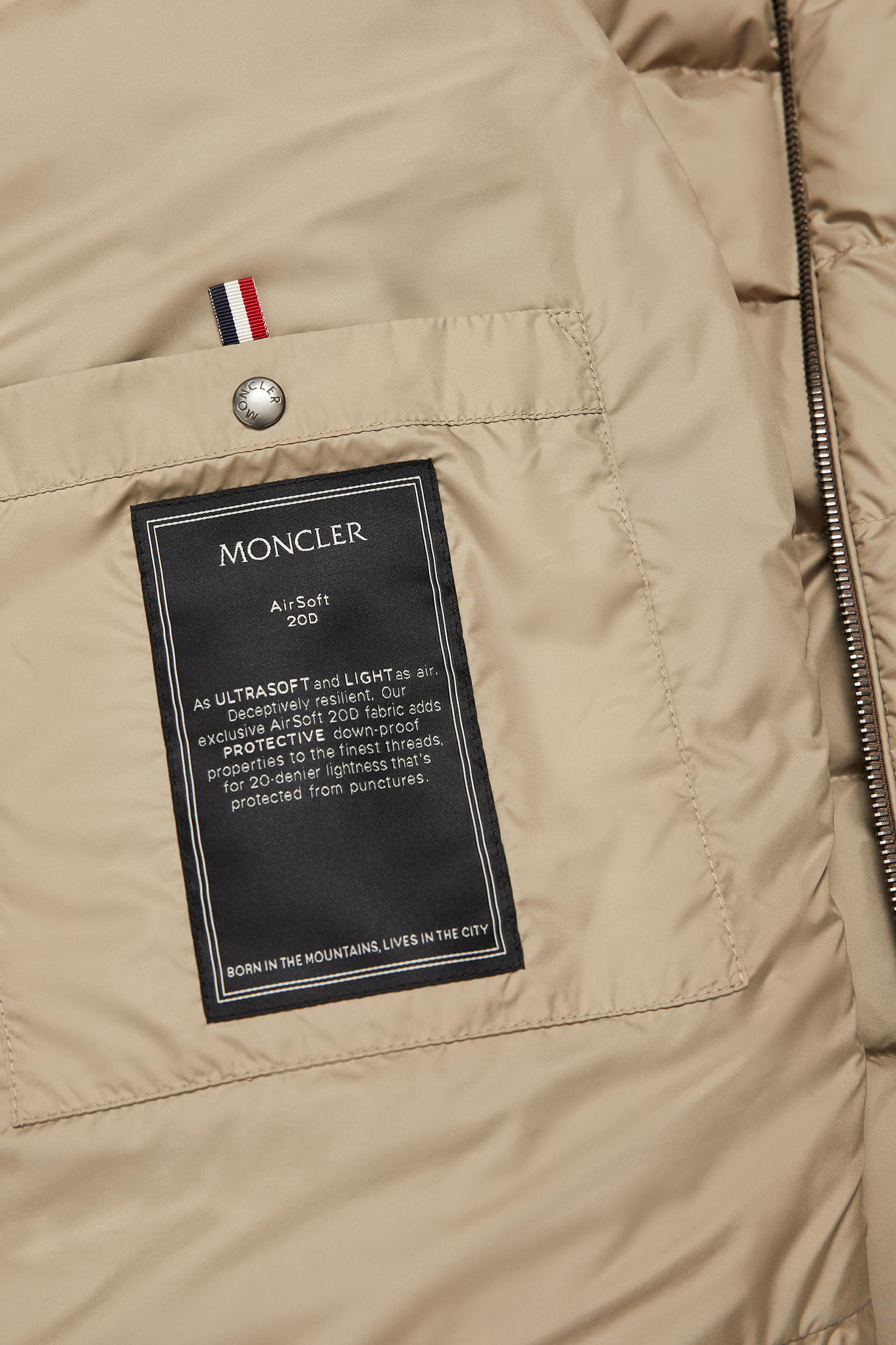 Tuile Leather-Trimmed Down Biker Jacket Men Beige Moncler 7
