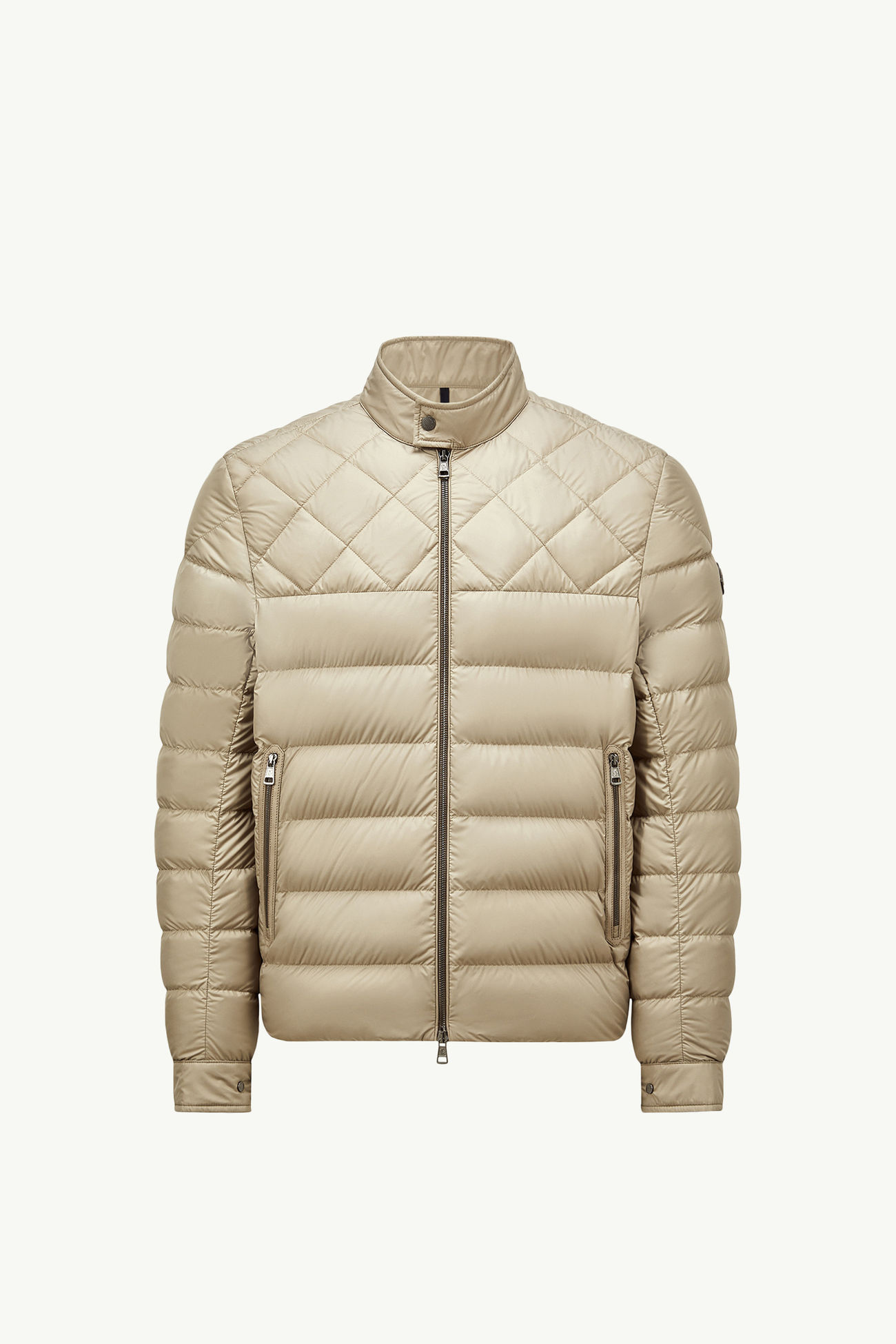 Tuile皮革飾邊羽絨電單車外套 男士 米色 Moncler 2