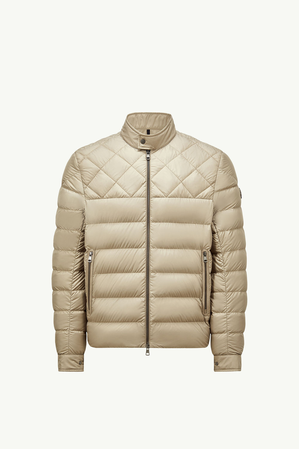 Vestes de motard Tuile à bordure en cuir Hommes Beige Moncler 2