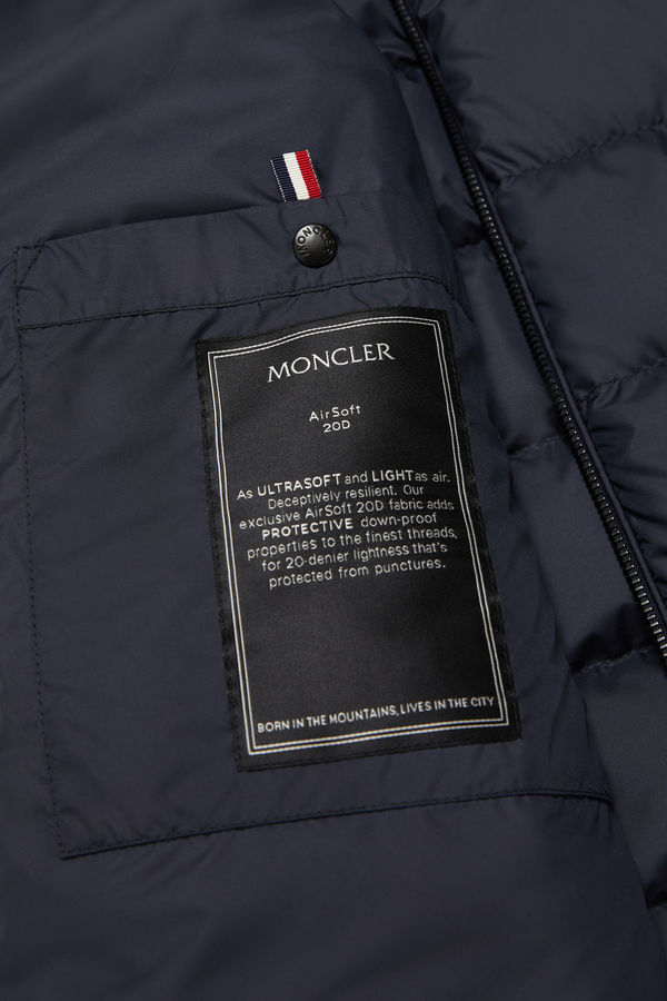 Vestes de motard Tuile à bordure en cuir Hommes Bleu foncé Moncler 7