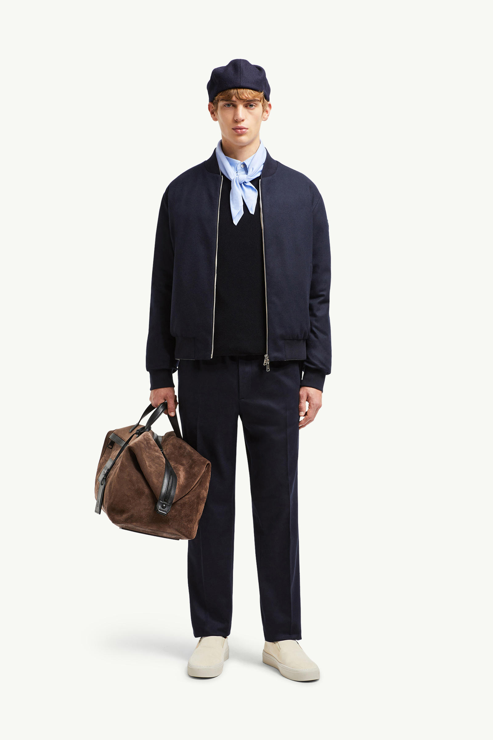 Villerest Reversible Cashmere Blend Down Bomber Jacket  Men Navy Blue Moncler 0
