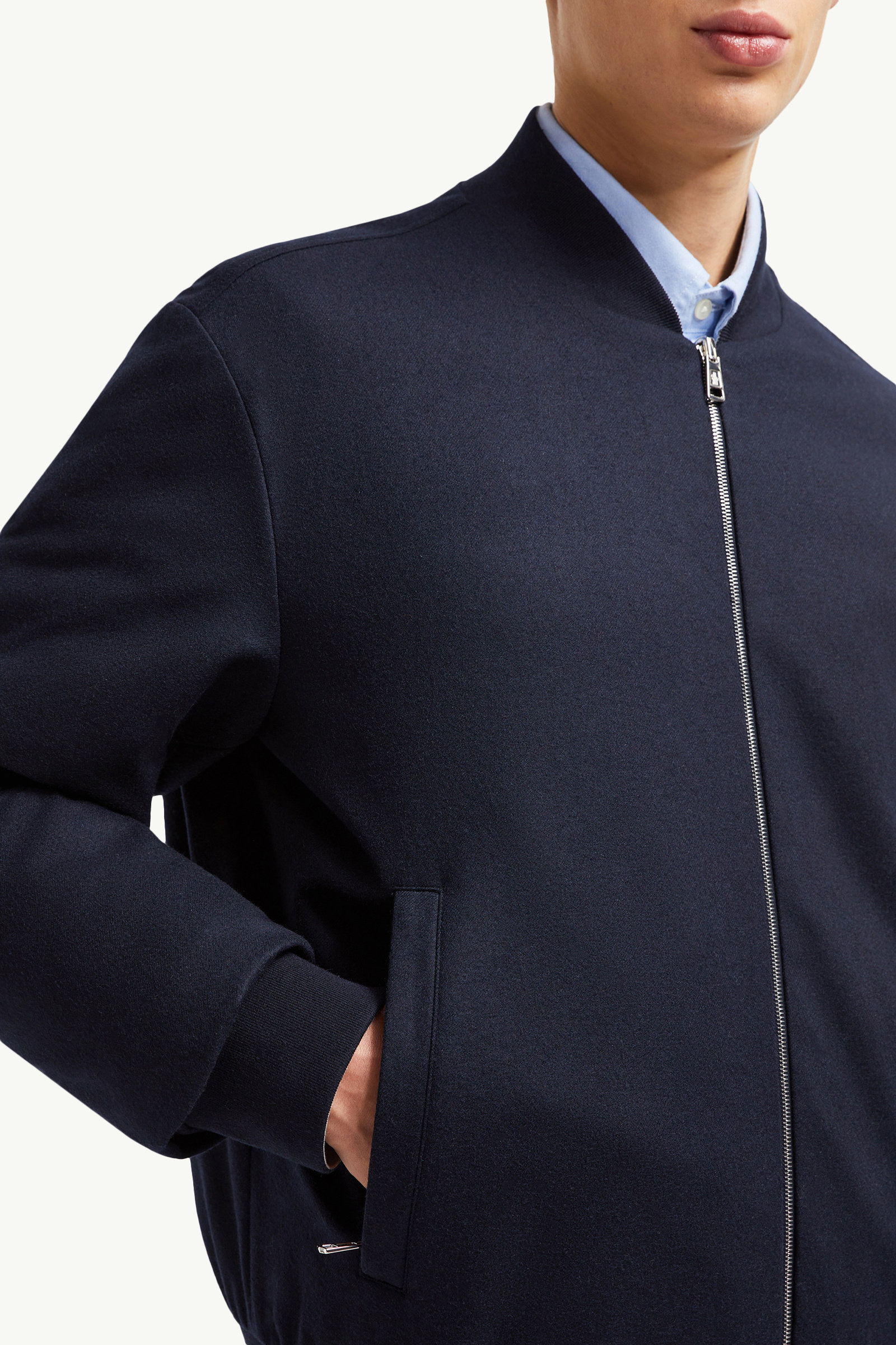 Villerest Reversible Cashmere Blend Down Bomber Jacket  Men Navy Blue Moncler 5