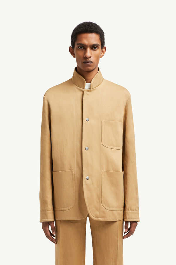 Jouere男士棉质和亚麻衬衫式夹克外套 米色 Moncler 3