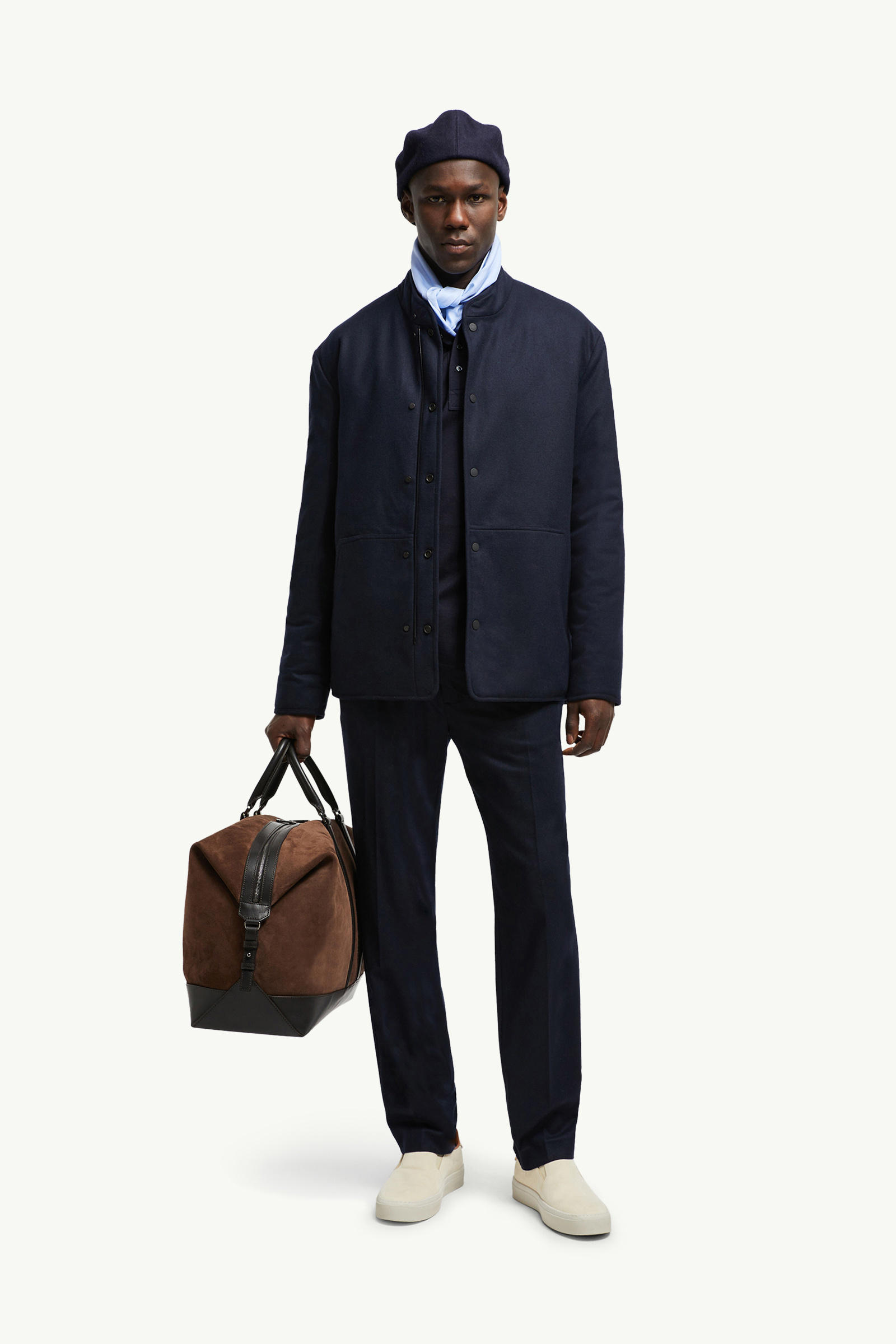 Bane kurze Wende-Daunenjacke aus Kaschmir Herren Navyblau Moncler 0