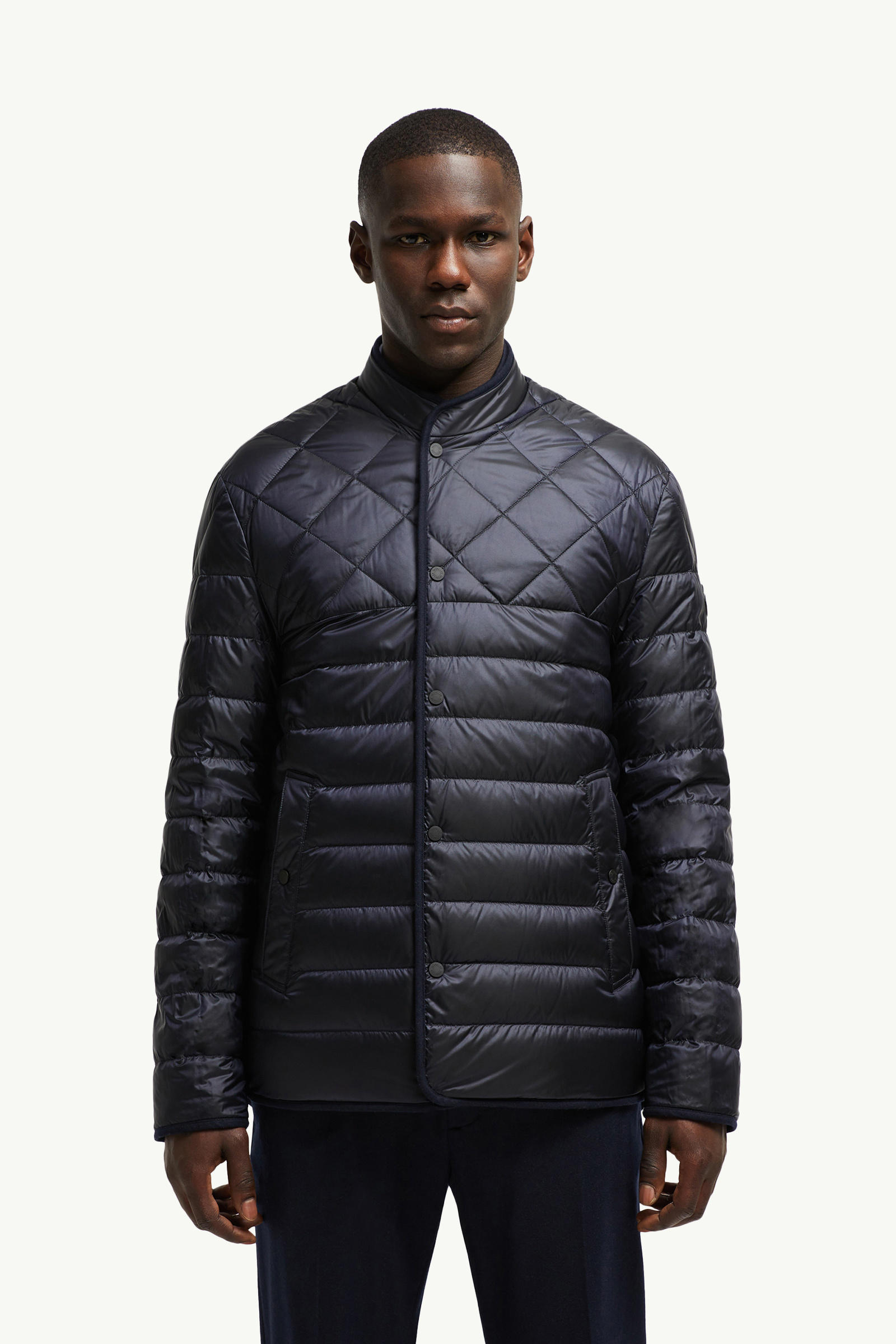 Bane Reversible Cashmere Short Down Jacket Men Navy Blue Moncler 3