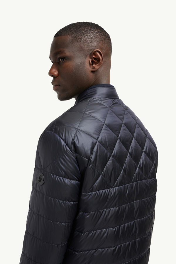 Bane Reversible Cashmere Short Down Jacket Men Navy Blue Moncler 7