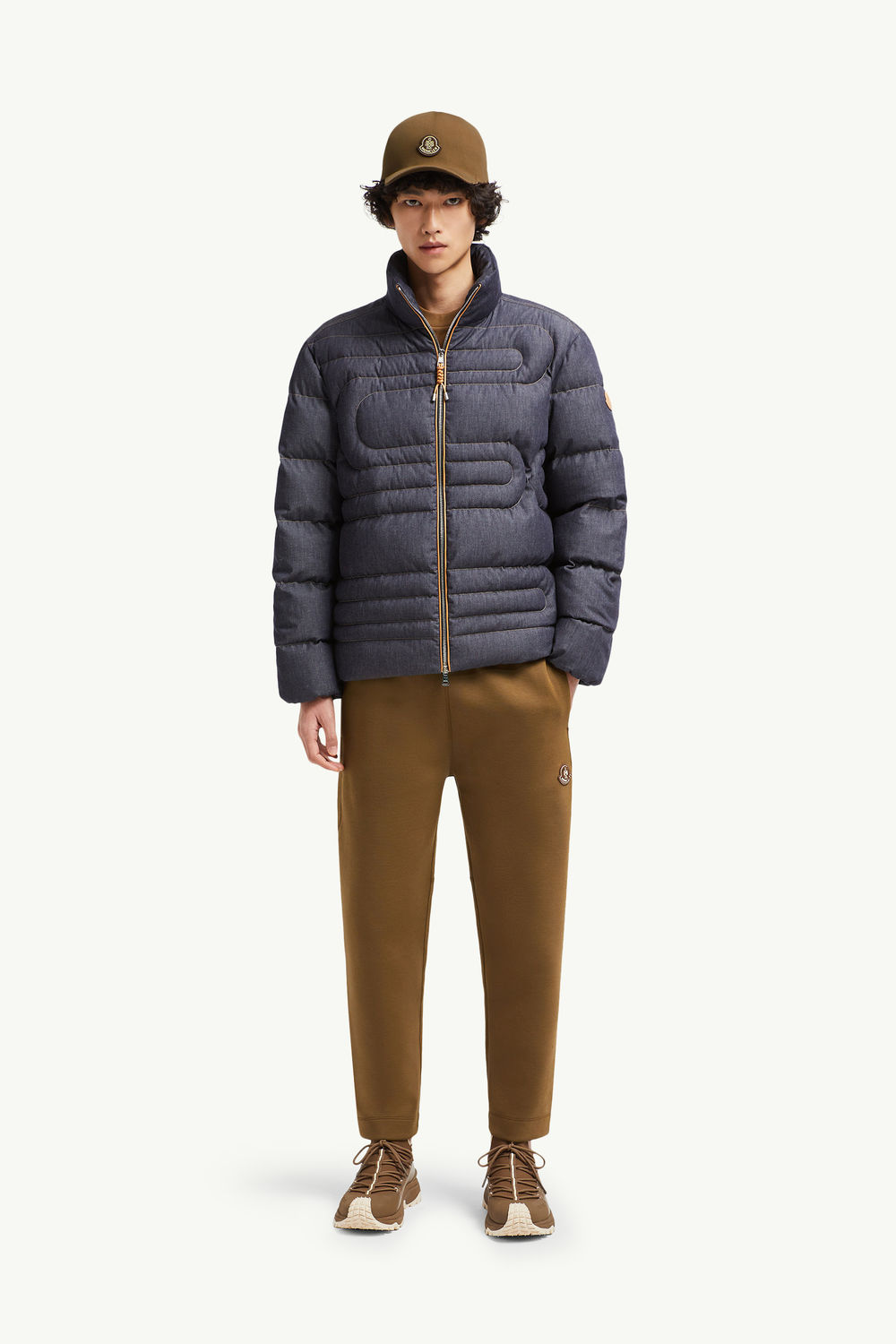 Xiaohai Snake-Quilted Denim Short Down Jacket Men Denim Blue Moncler 0