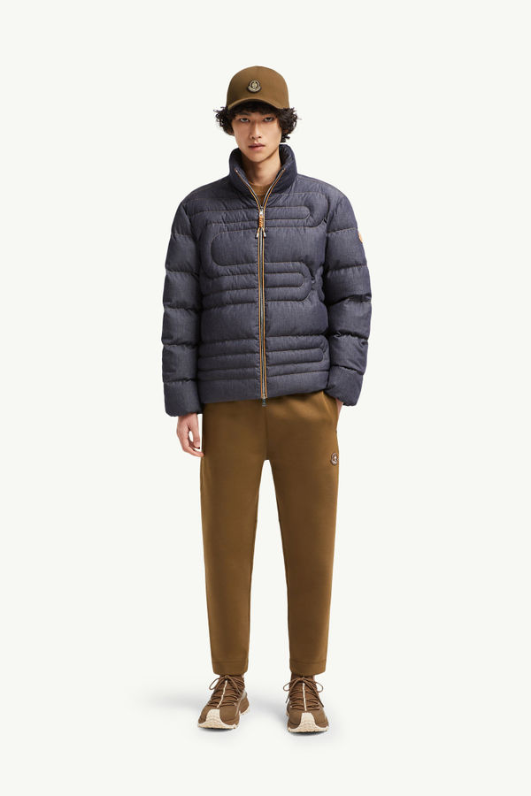 Xiaohai Snake-Quilted Denim Short Down Jacket Men Denim Blue Moncler 0