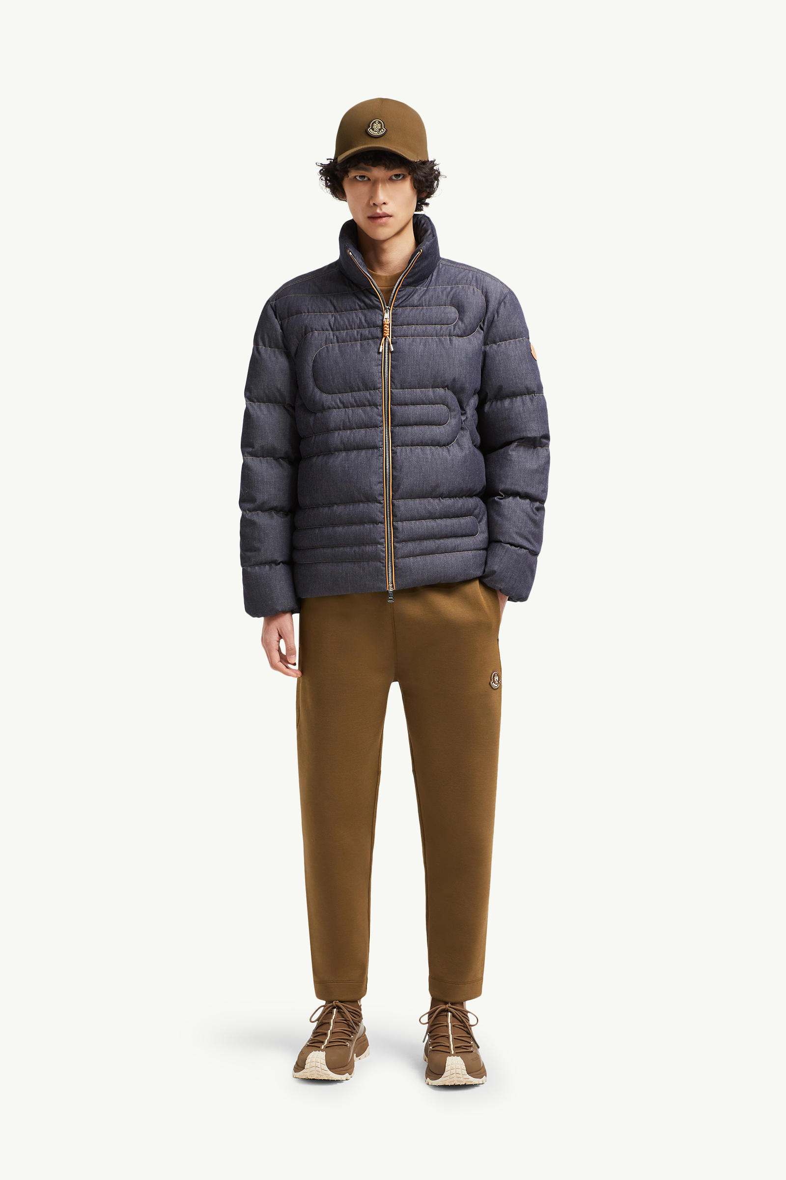 Xiaohai蛇紋絎縫牛仔布短身羽絨外套 男士 牛仔藍色 Moncler 0