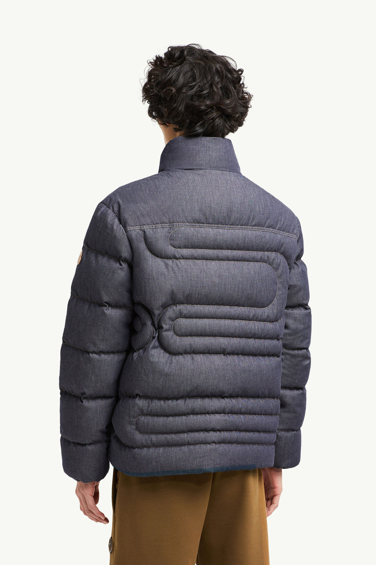 Xiaohai蛇紋絎縫牛仔布短身羽絨外套 男士 牛仔藍色 Moncler 4