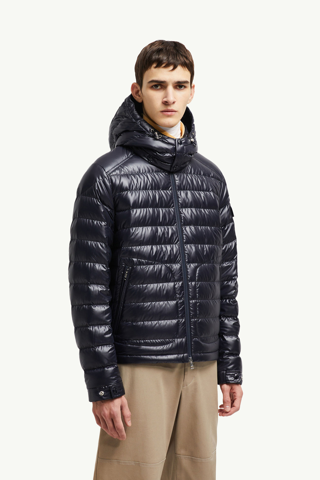 Piumino corto Lauros con cappuccio Uomo Blu Navy Moncler 3