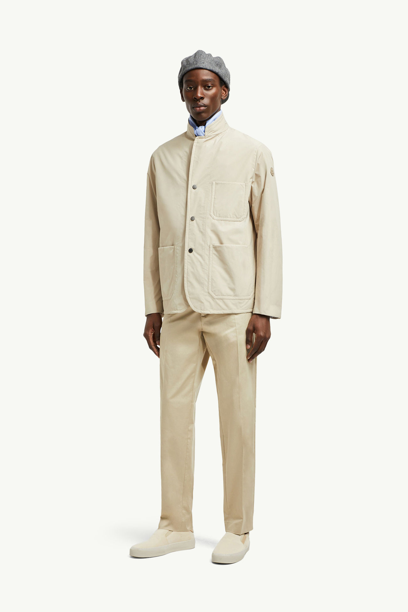 Monges Down Shirt Jacket Men Light Beige Moncler 0